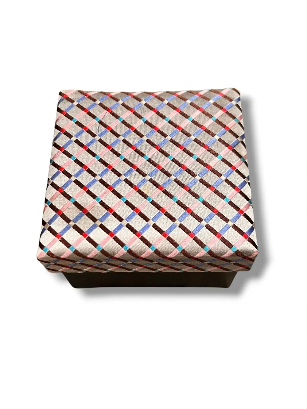 100% Silk Tie & Matching Cufflinks Gift Set : Light Purple/Multi Color Check D-3